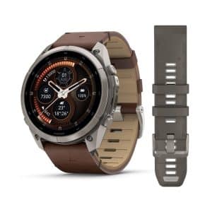 Garmin fēnix® 9 Pro – inReach®, 51mm - Titan med valnøttfarget skinnrem