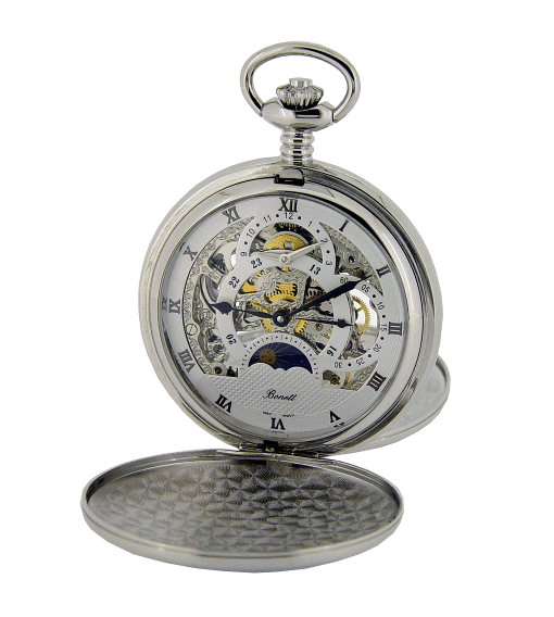 Bonett lommeur mekanisk sol/måne inkl. kjede