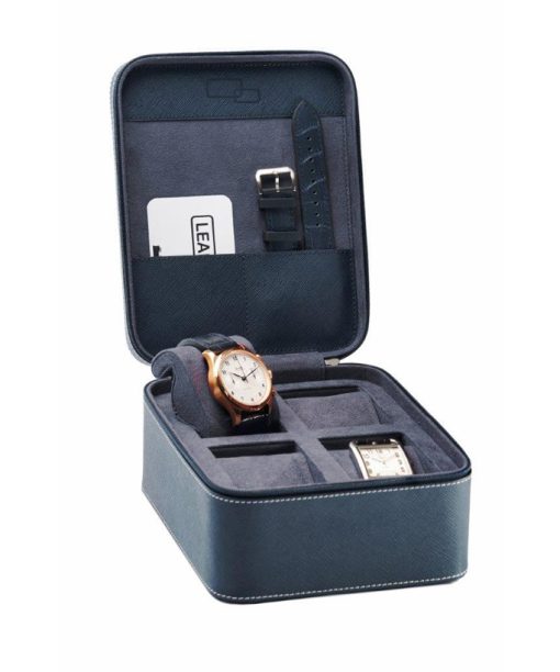 Alternative view of Leanschi 4 slot watch box/blue