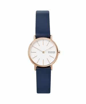 Skagen Signatur Lille Two-Hand Ocean Blue Leather Watch - SKW2838