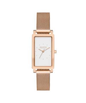 Skagen Hagen Lille Three-Hand Rose Gold Stainless Steel Mesh Tank Watch - SKW3095