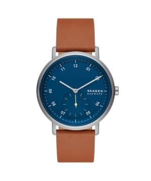 Skagen Kuppel Two-Hand Sub-Second Brown Leather Watch - SKW6888