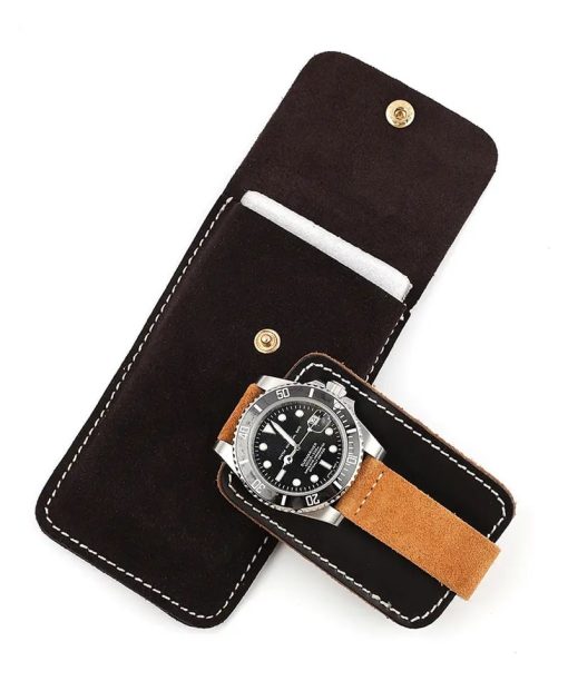 Reiseetui i skinn - Mørk Brun